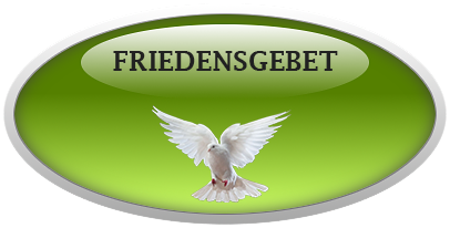 Ein glänzender grüner Button mit dem Text "FRIEDENSGEBET" und einer weißen Taube.